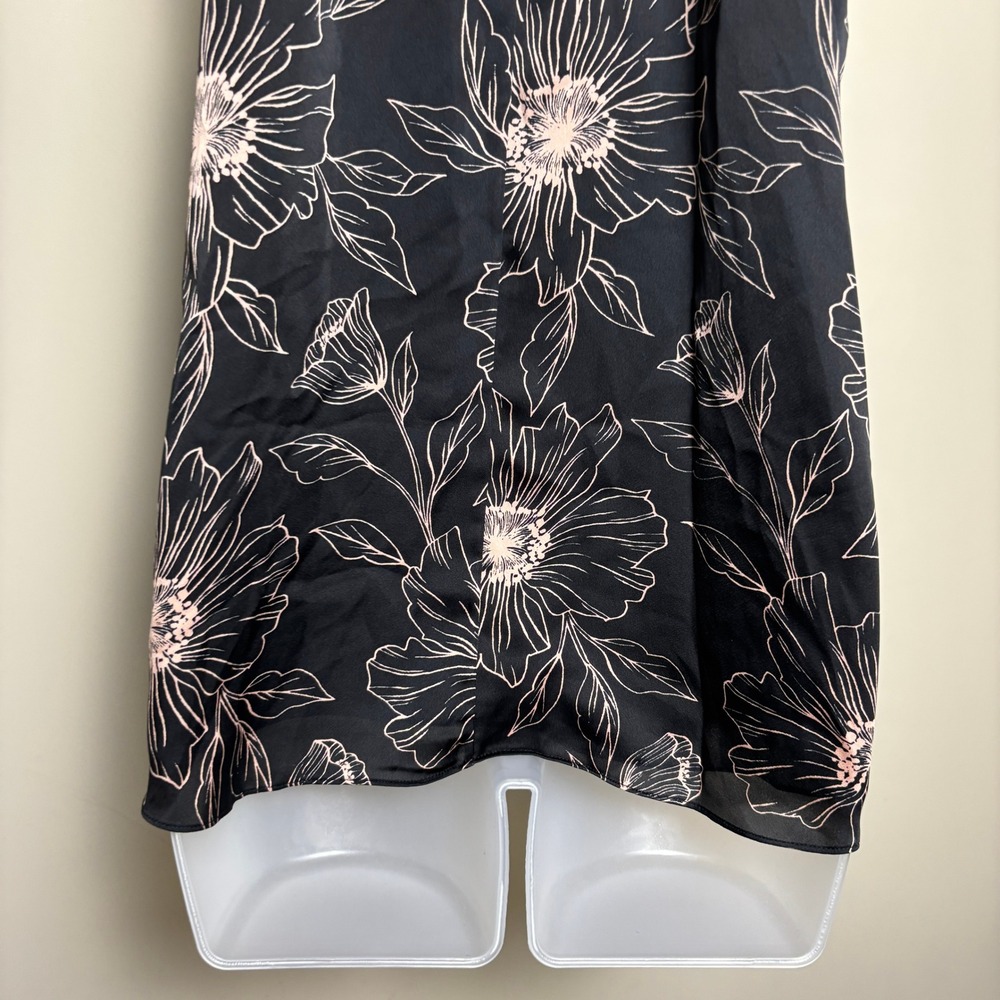 NWT Joie Cedra Black Satin Floral Sleeveless Halter High Neck Top Blouse Women L - Picture 7 of 10